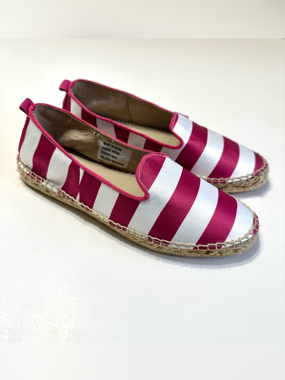 CHIO Striped fuchsia and White Espadrille Flats.